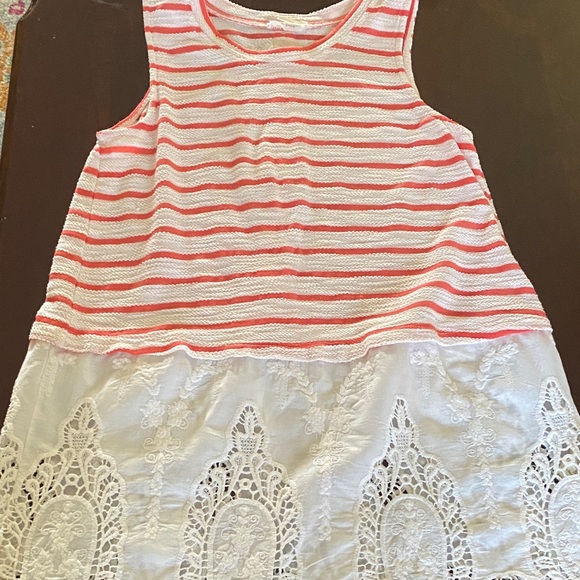 Free People Pink and White Striped Kids Tank Top - Picture 1 of 6